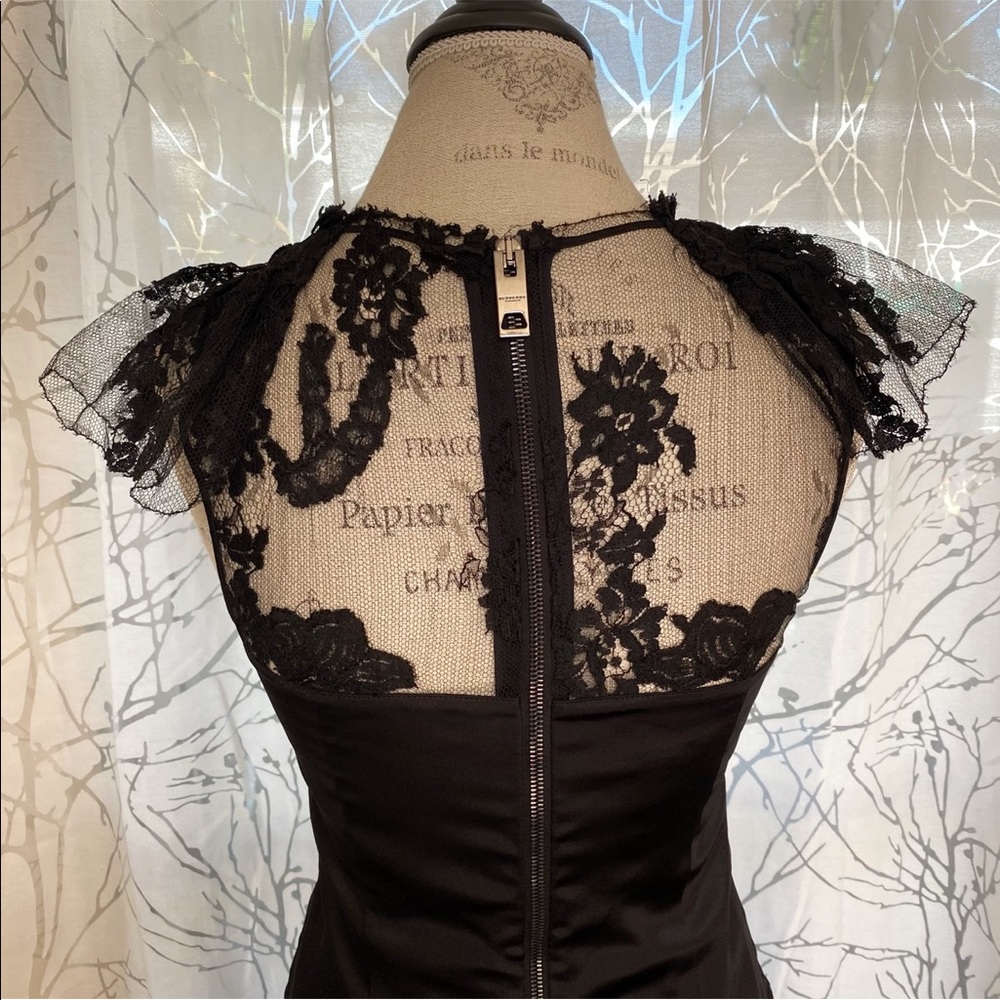 Burberry Prorsum black silk sheer lace scrunched gathered sleeveless midi dress - Picture 7 of 14